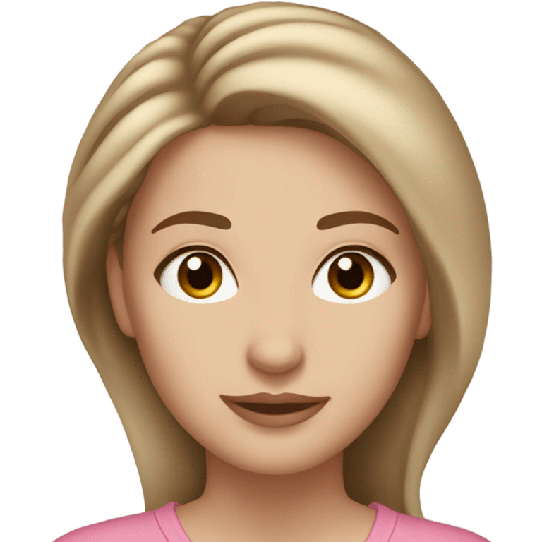 woman with light brown hair, with brown eyes, with lashes extensions, white skin, with blush  emoji