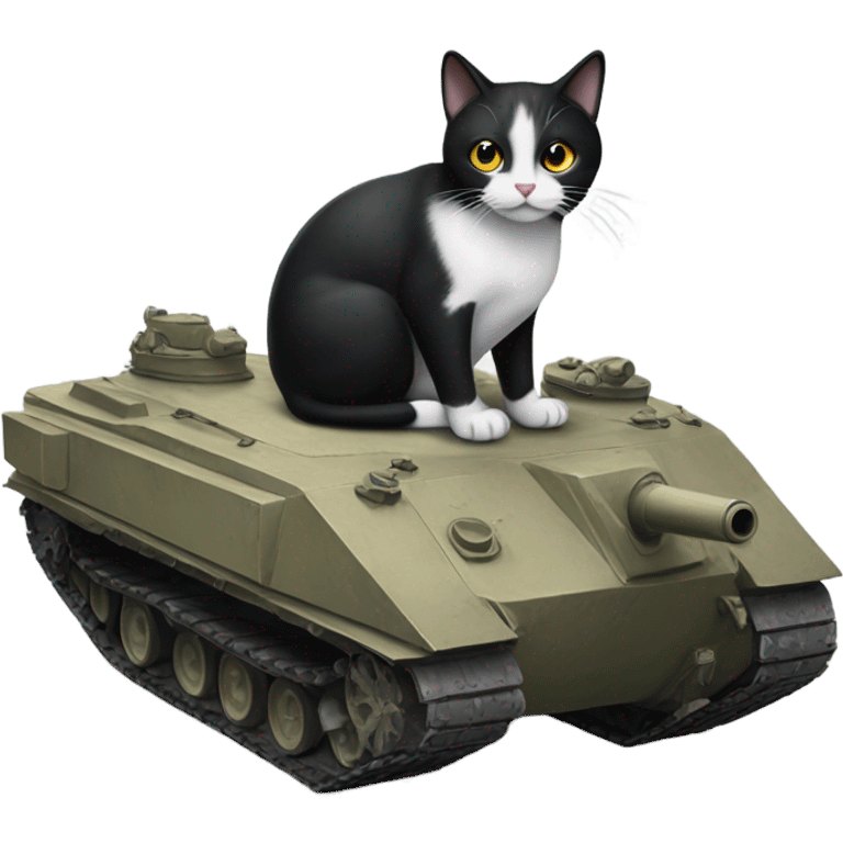 A black and white cat on a tank  emoji