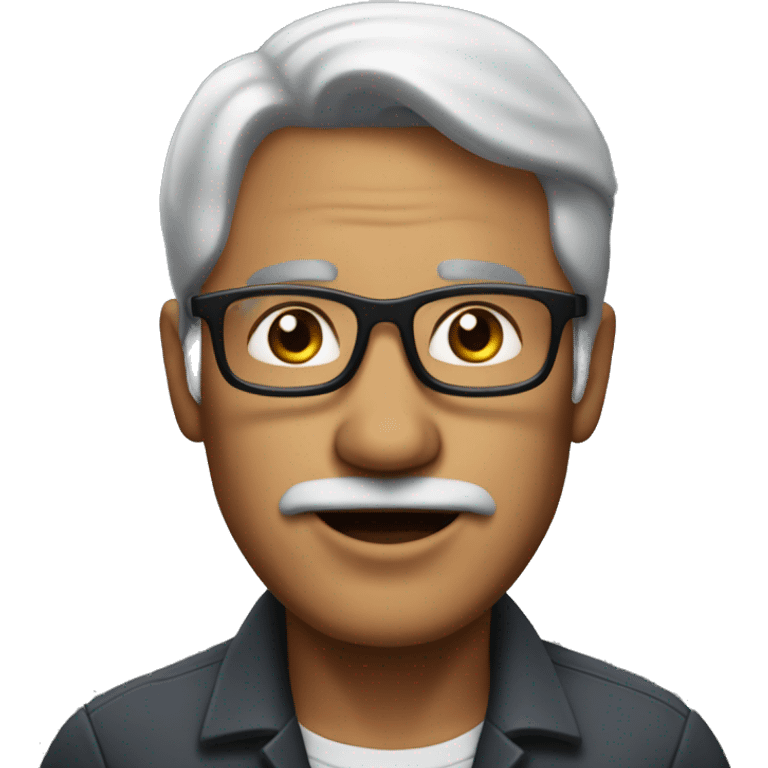 54 year old man with black glasses working at the offi emoji