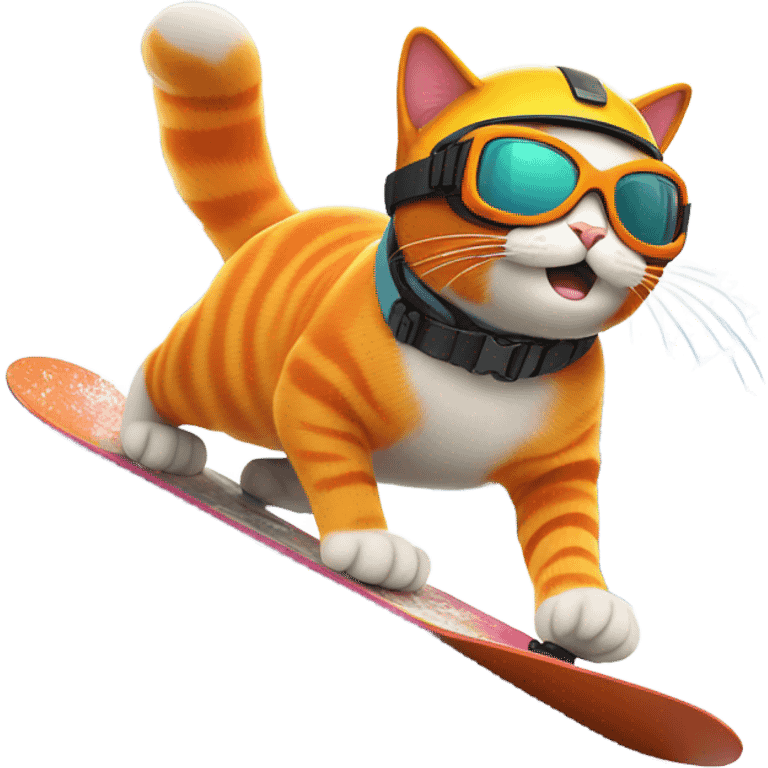 orange cat snowboarding  emoji