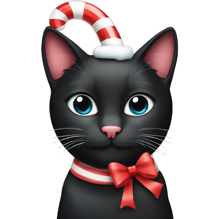 Black cat with candy cane emoji