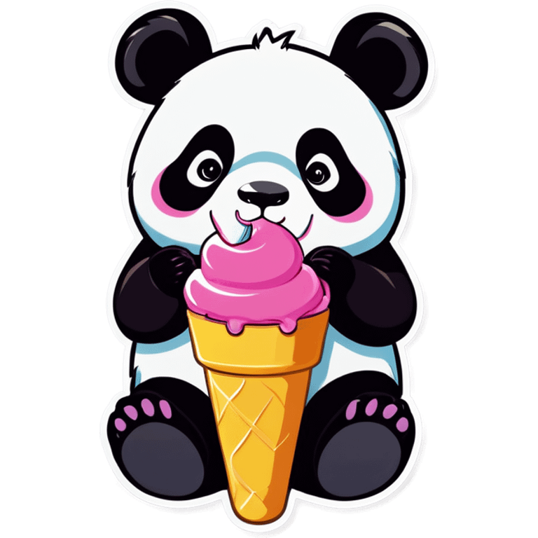 Panda eating ice cream emoji