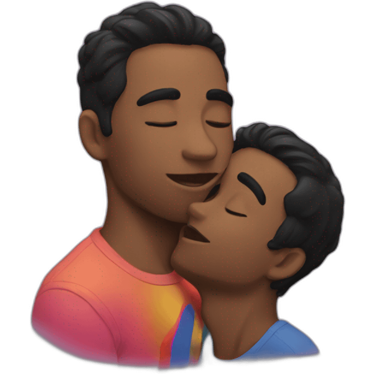 Black hair gay kiss emoji