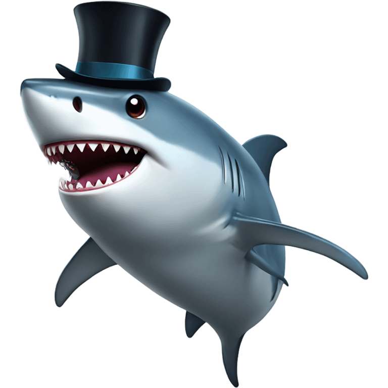 Shark with a top hat emoji