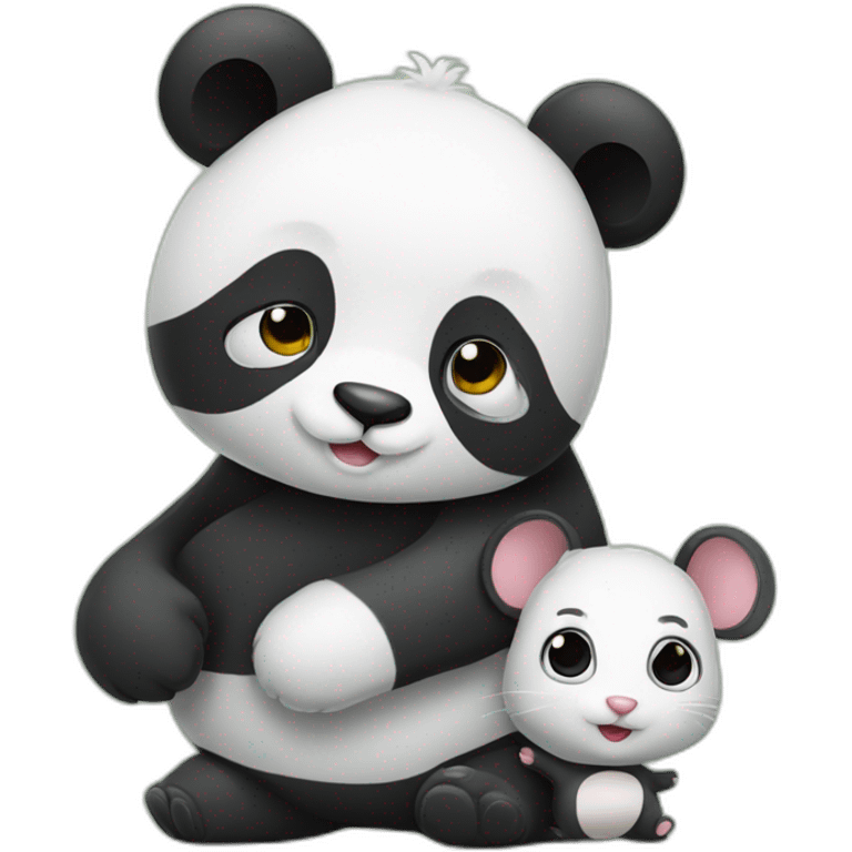 Panda bear and mouse hugging emoji