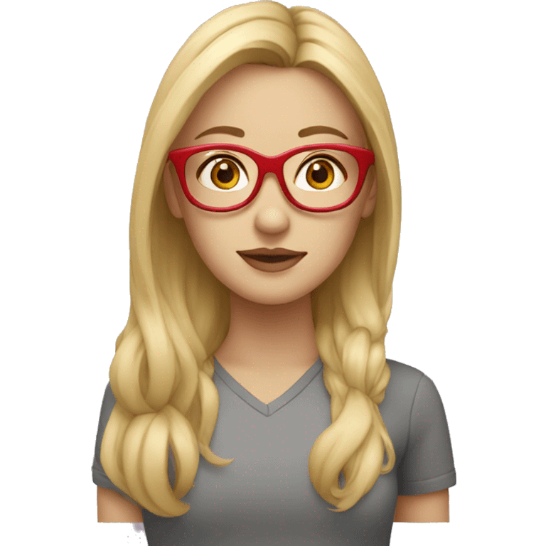 blonde girl, red glasses, ponytial, head only emoji