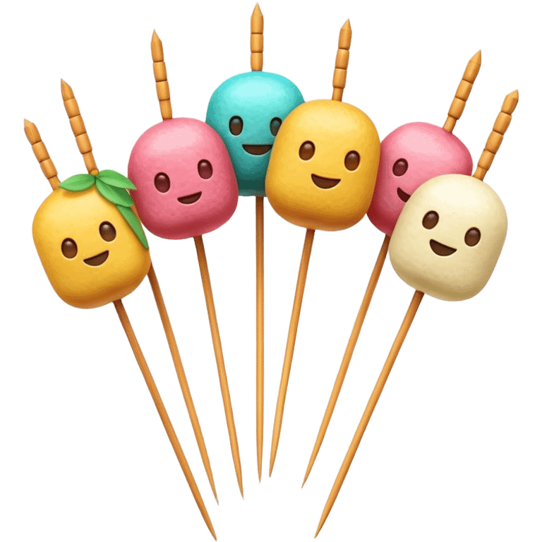 Cinematic Realistic Dango Dessert Emoji, showcasing colorful rice dumplings on skewers rendered with lifelike textures and soft, inviting lighting. emoji