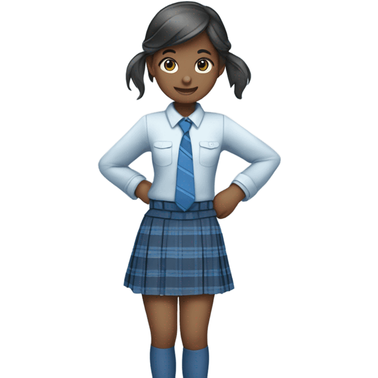 Blue plaid school uniform with skirt emoji