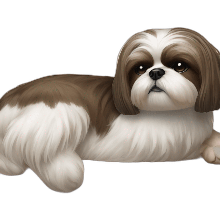 Shih tzu dog and human woman sleeping on couch emoji