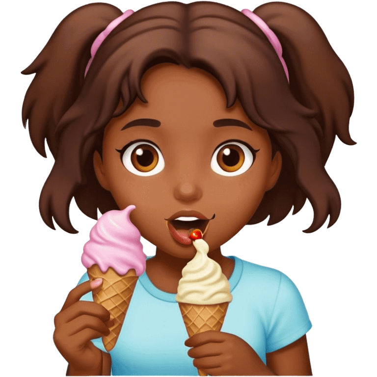 A girl with an ice cream  emoji