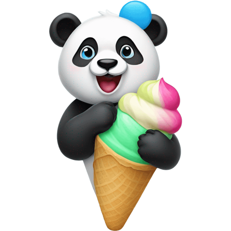 Panda eating ice cream emoji