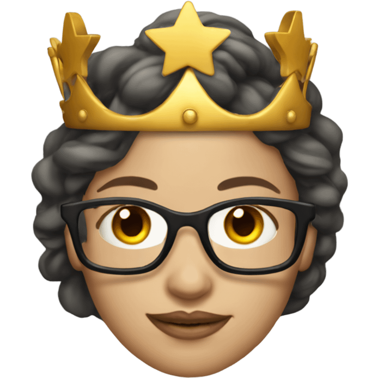 tattooed woman very attractive long hair glasses and wearing a crown emoji