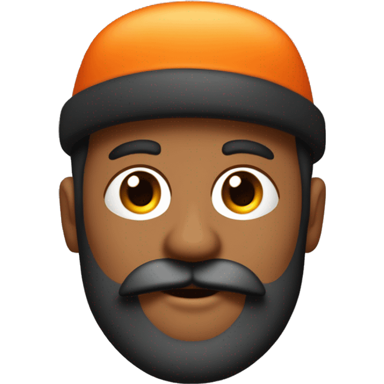 je veux un émoji avec une peau noir avec une barbe et un bonnet de couleur orange et des yeux marron et pas de moustache emoji