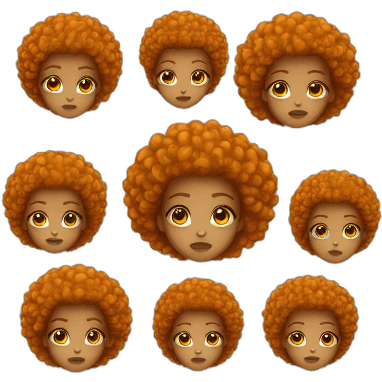 Light skin girl afro orange cry emoji