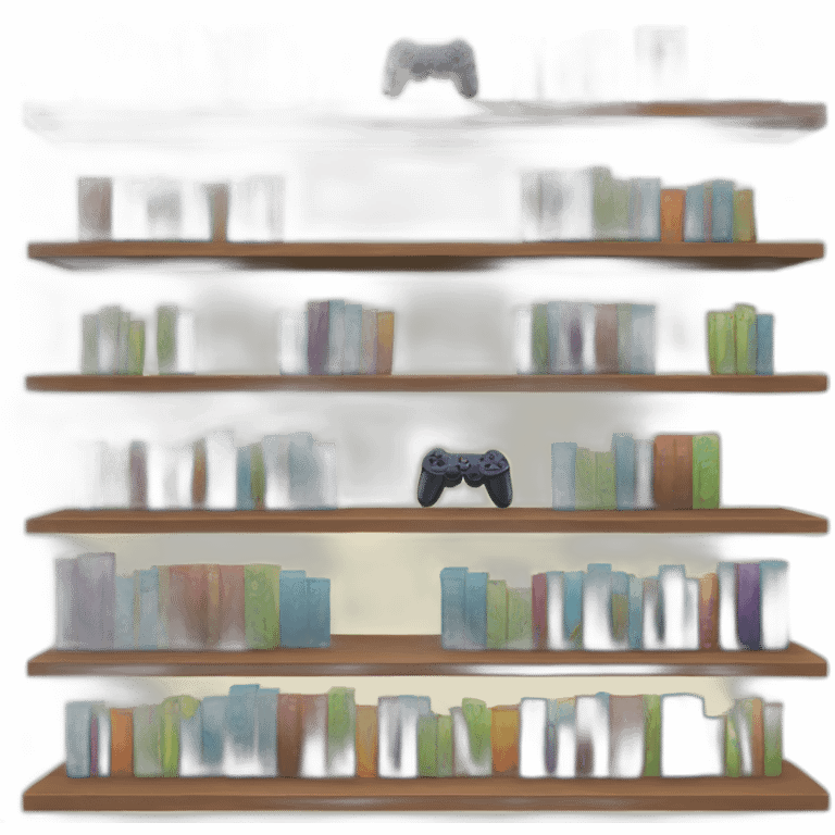 Bookshelves with gamepad  emoji