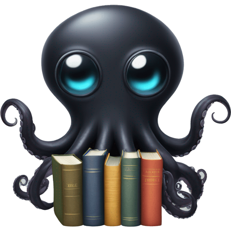 black Alien Octopus with books emoji