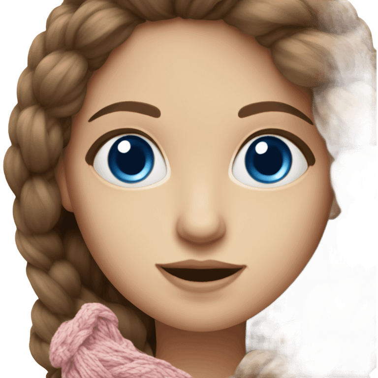 beautiful finnish brown hair woman with blue eyes knitting floral  emoji