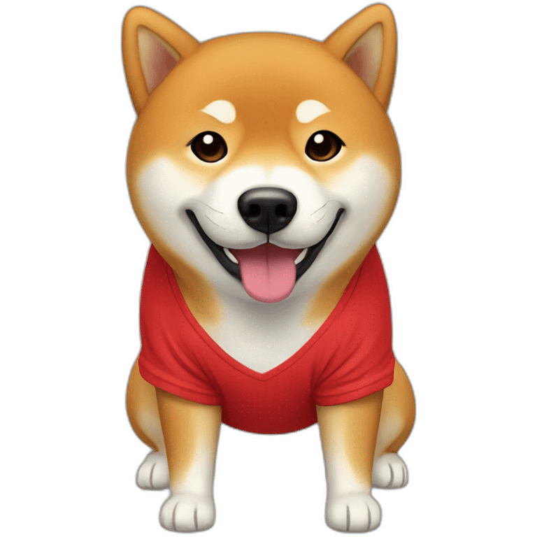 shiba inu with red t shirt emoji