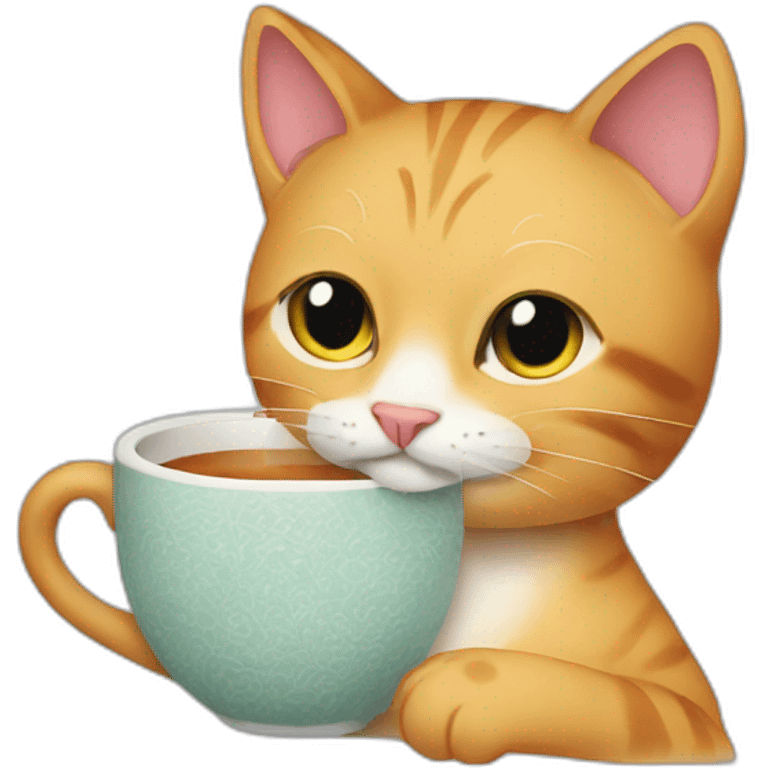 Cat drinking tea emoji