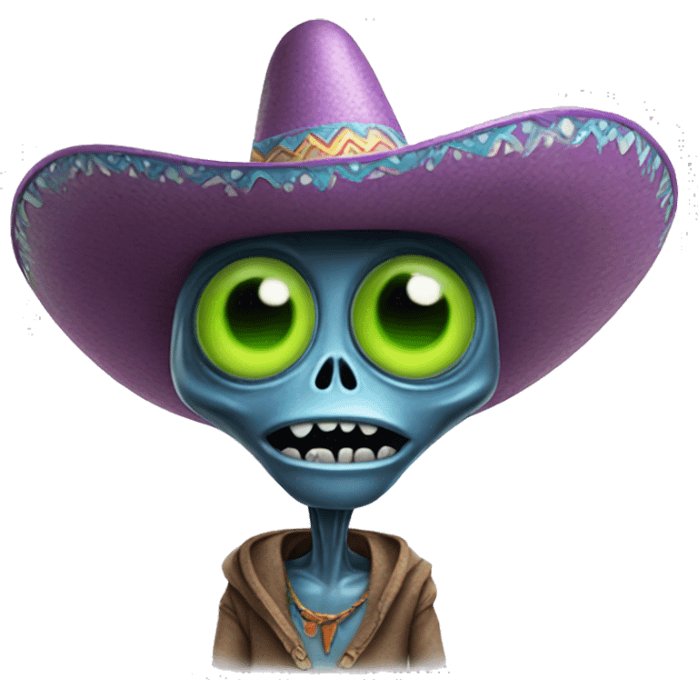 Cartoon alien wearing sombrero emoji