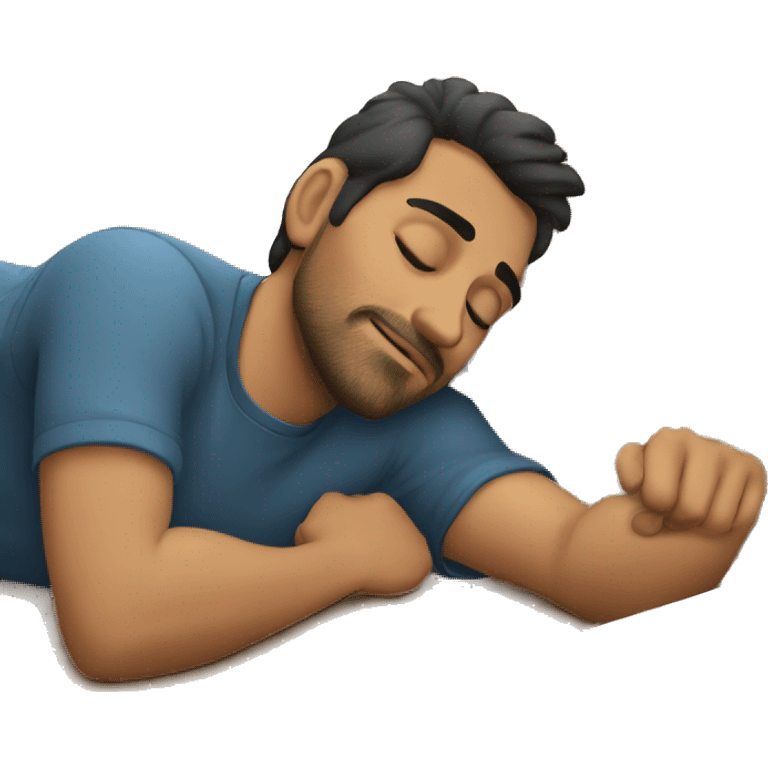 hispanic man sleeping with computer still playing movie in backgroundd emoji