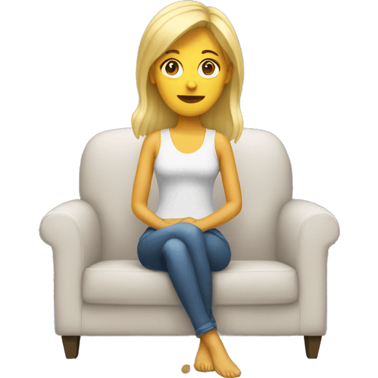 blonde woman sitting on couch emoji