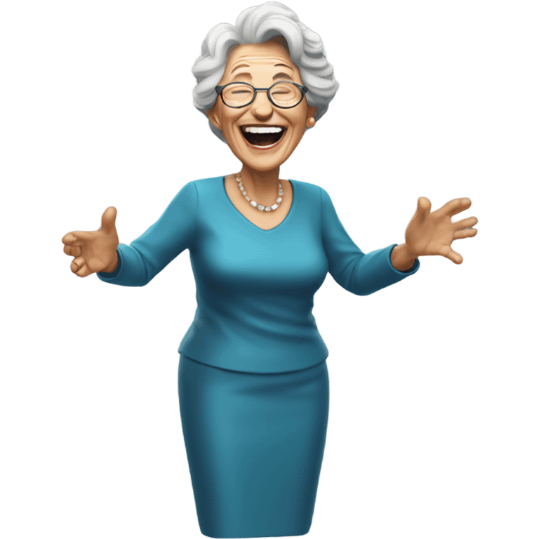 Create a 3d hyper realistic senior woman laughing  emoji