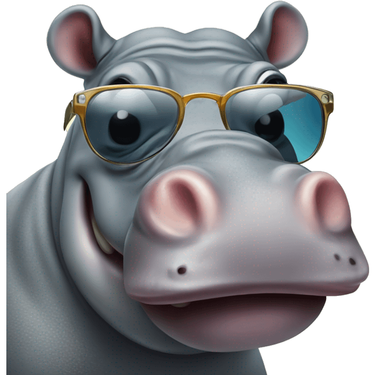 Hippo wearing sunglasses and having a cocktail emoji