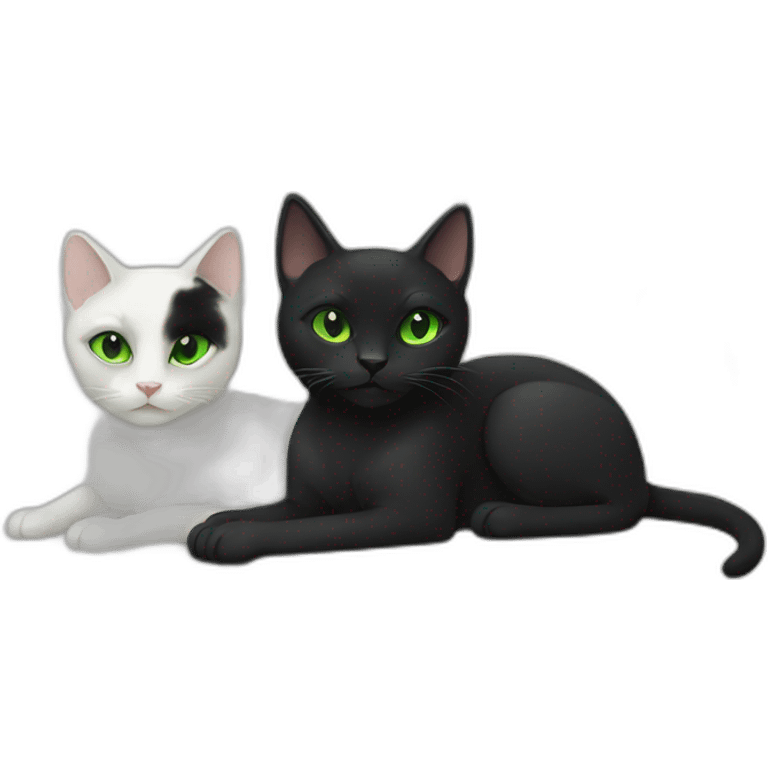 Two black cats with green eyes emoji