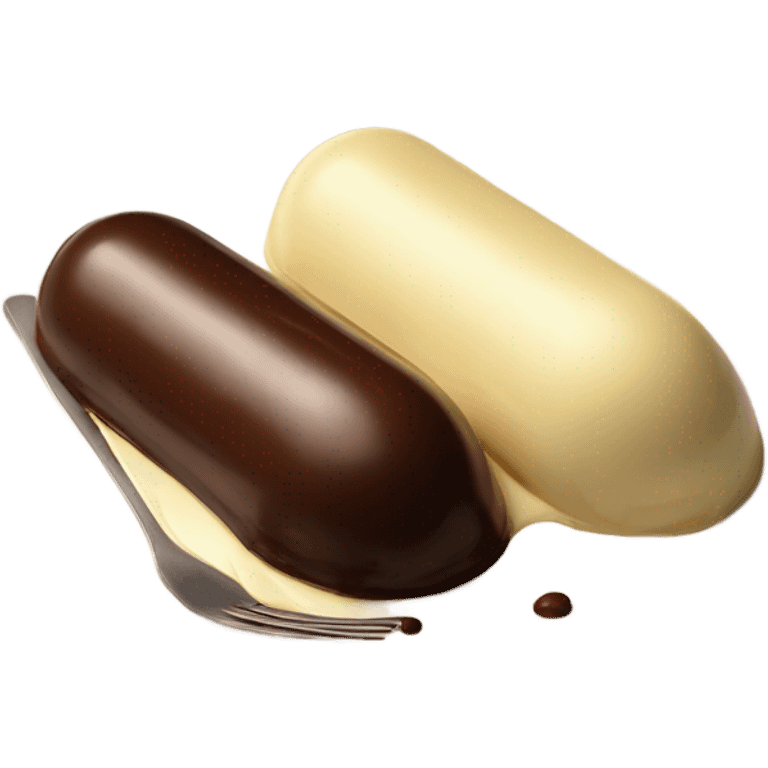 Chocolate quenelle and vanilla quenelle on a plate emoji