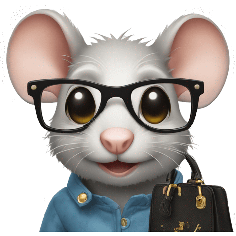 Rat with Glasses holding a prada purse emoji