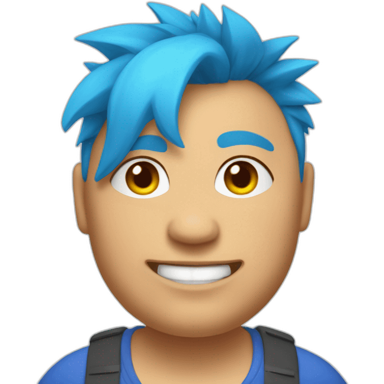 Middle-aged fat lesbian Chilean very short spiky bright blue hair emoji