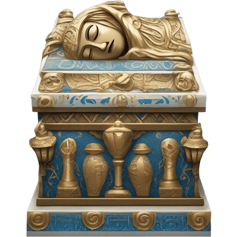 gold blue white black sarcophagus, full body  emoji