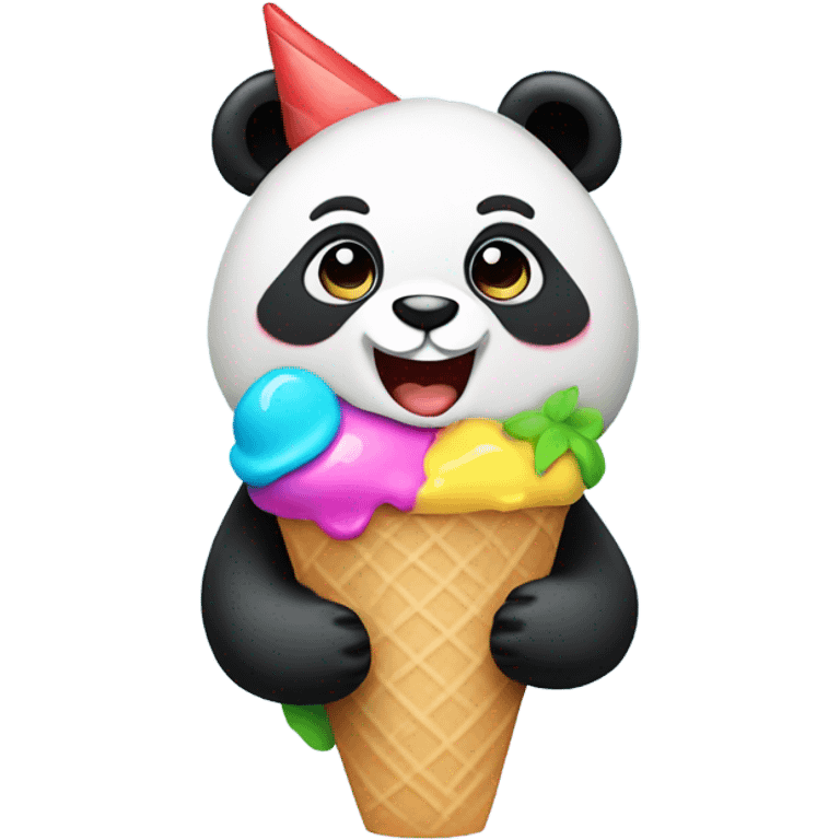 Panda eating ice cream emoji