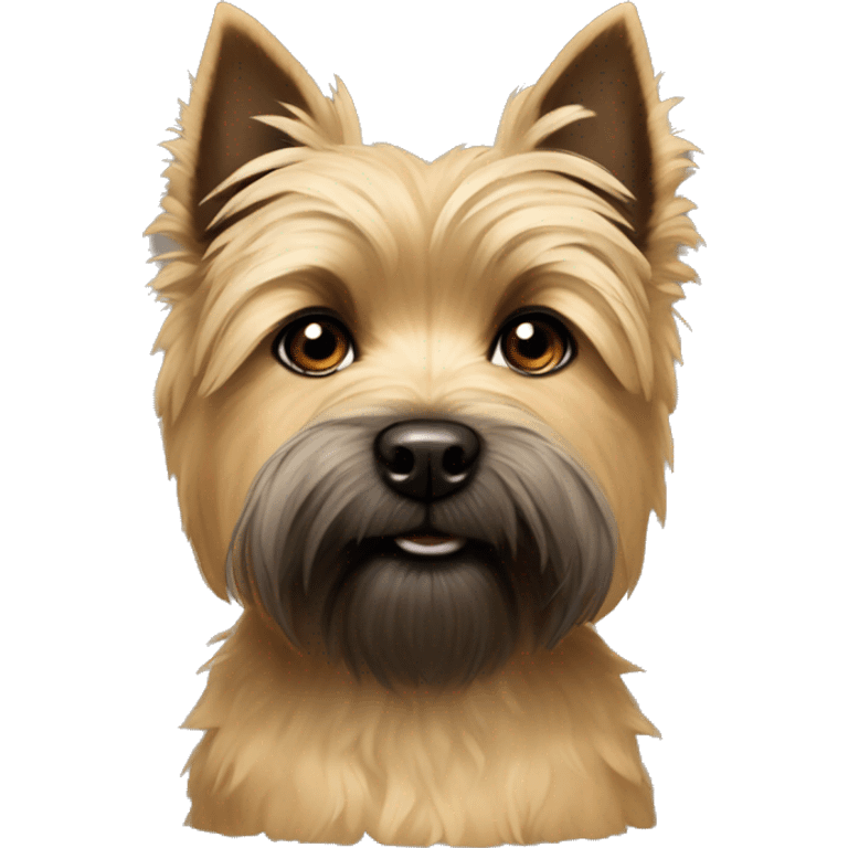 Cairn terrier with one ear pointed up and one ear down and lighter tan fur
 emoji