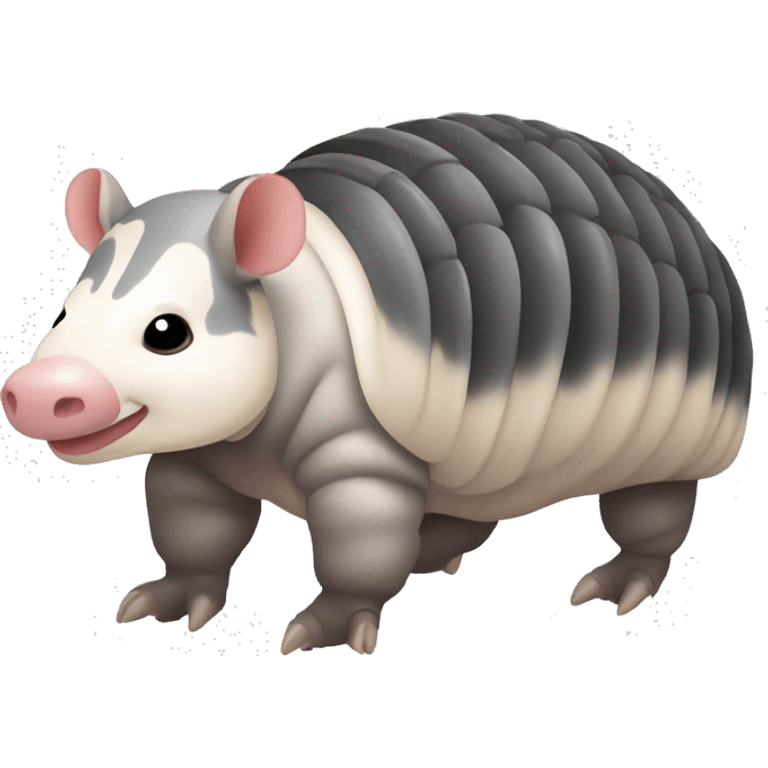 Black and white piebald chubby round rotund armadillo pig panda centipede armadillo  emoji