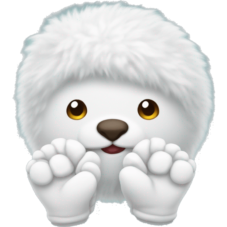 White fluffy mittens  emoji