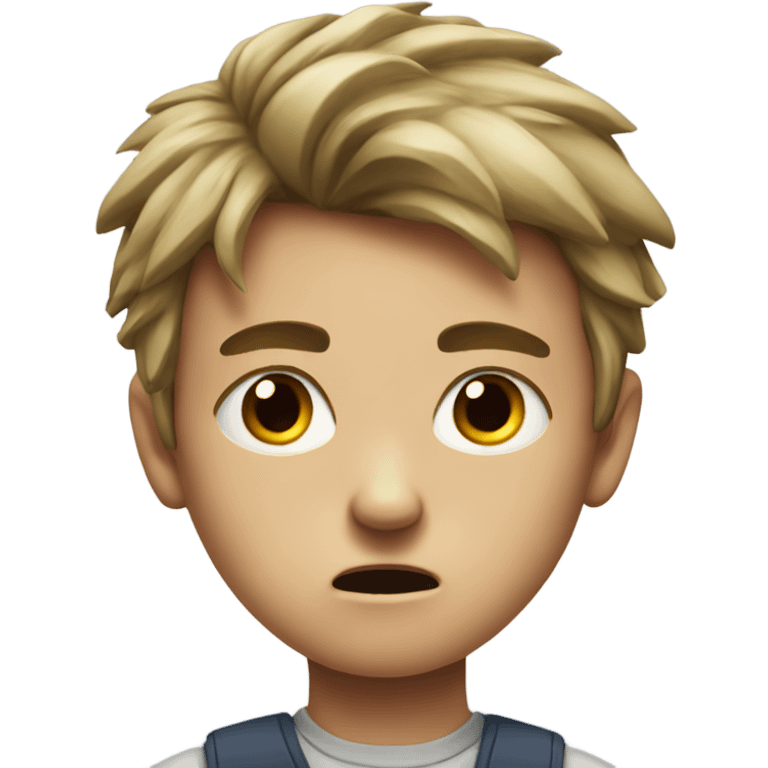 realistic portrait of a boy who is angry emoji