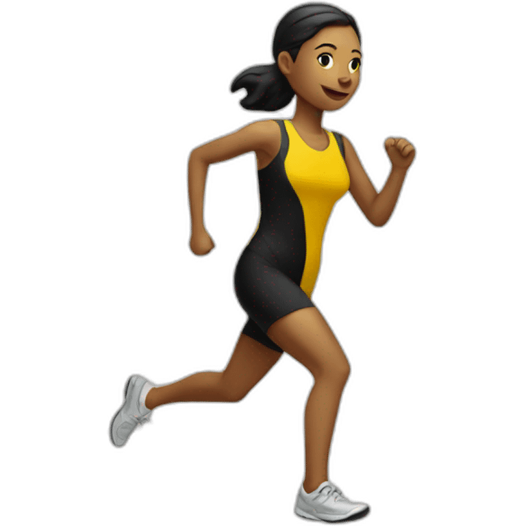 running woman in black and yellow dress emoji