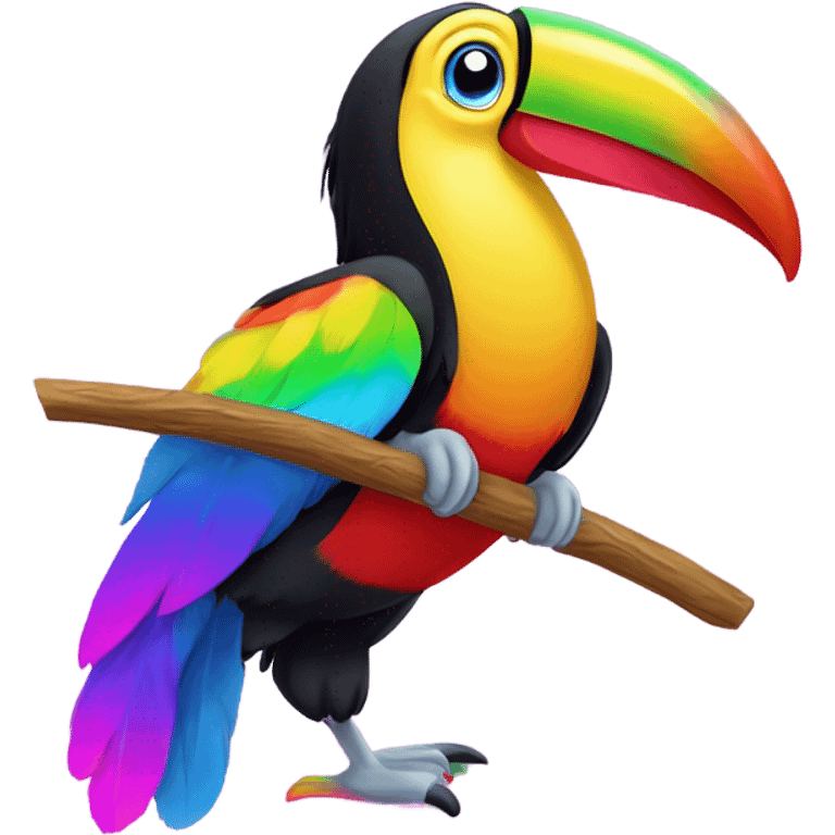 Lisa frank toucan with rainbow beak and feathers emoji