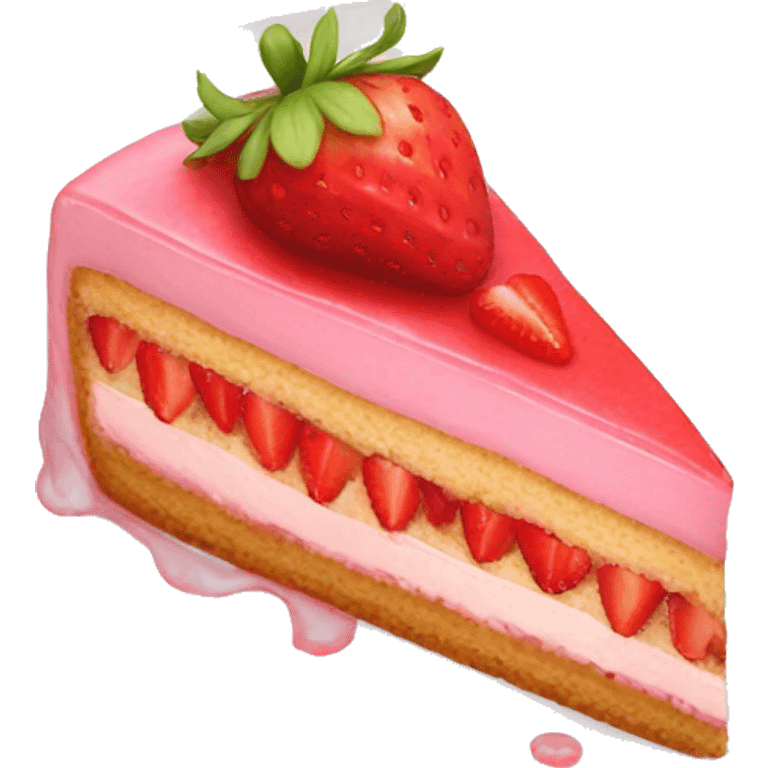 slice of strawberry cake with no dish emoji