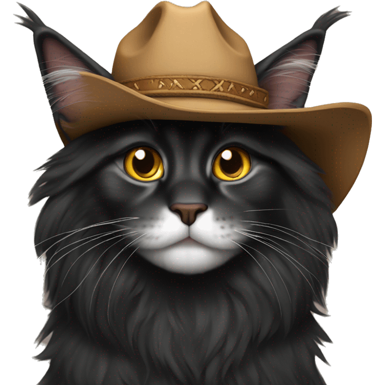 black maine coon with cowboy hat emoji