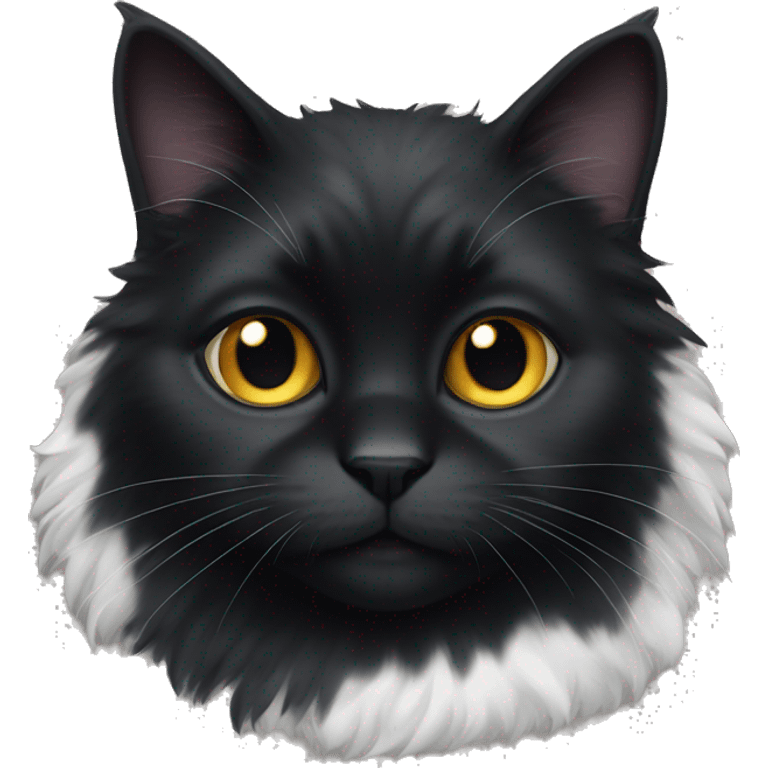 fluffy black cat with white spot on nose emoji