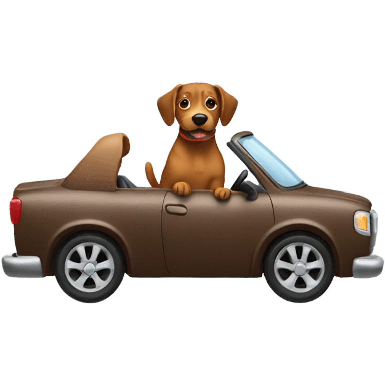 Brown dog driving a car emoji