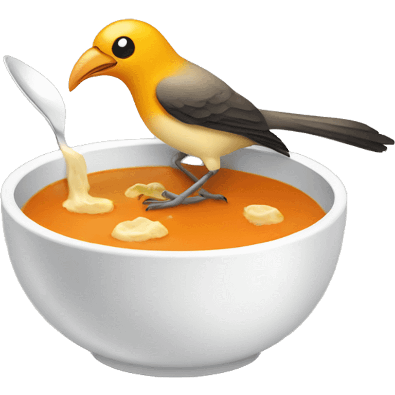 Bird eating soup emoji