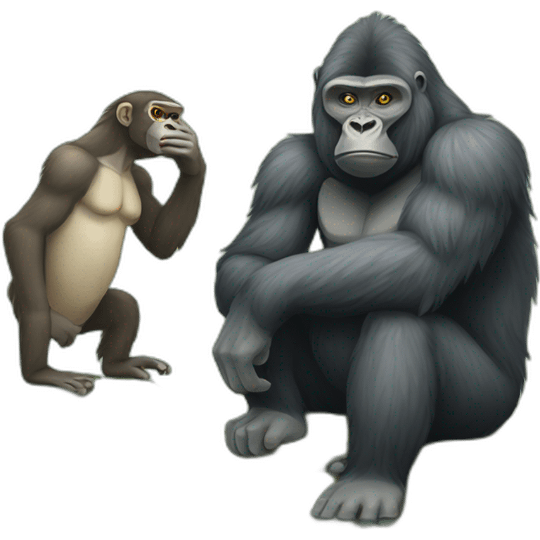 gorilla with frog with baboon emoji