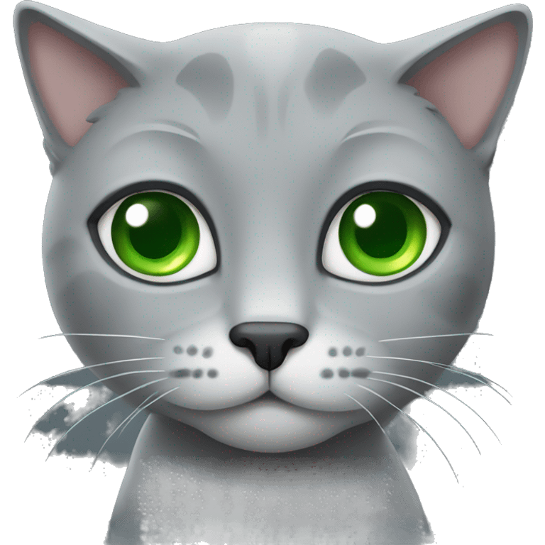 Grey cat with green eyes  emoji