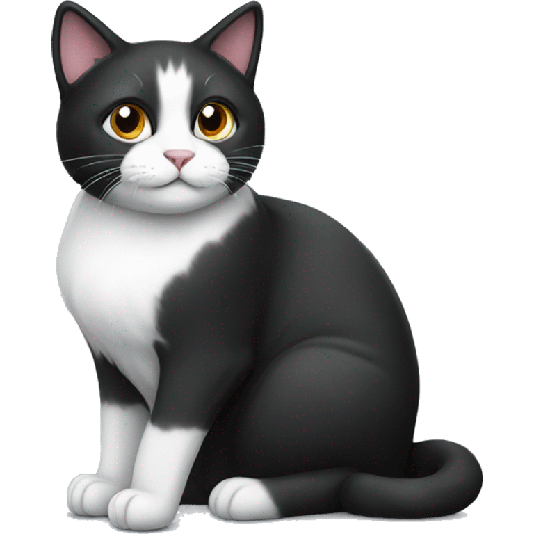 black and white cat sitting emoji