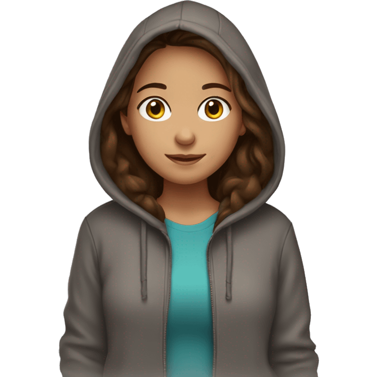 brown hair girl wears hoodie emoji