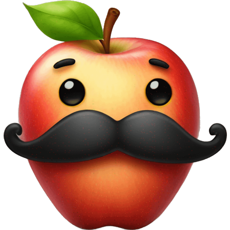 One apple with mustache emoji